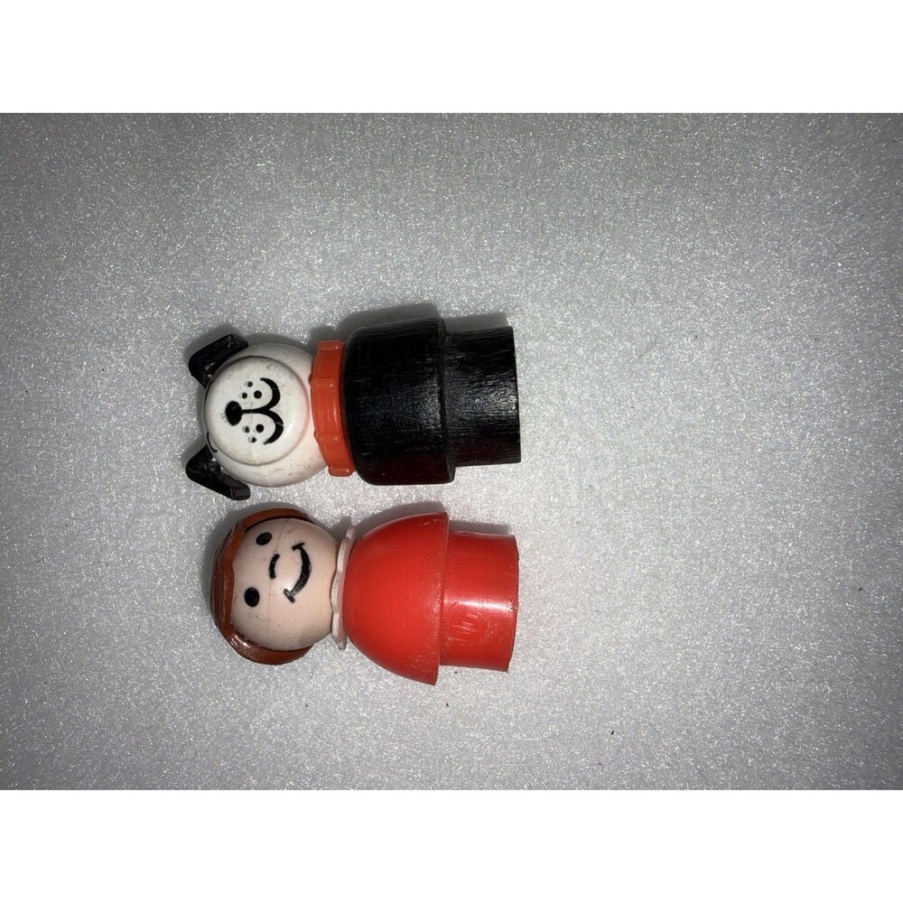 Vintage Fisher Price Little People Dog/Red Little Girl Figure Lot Of 2